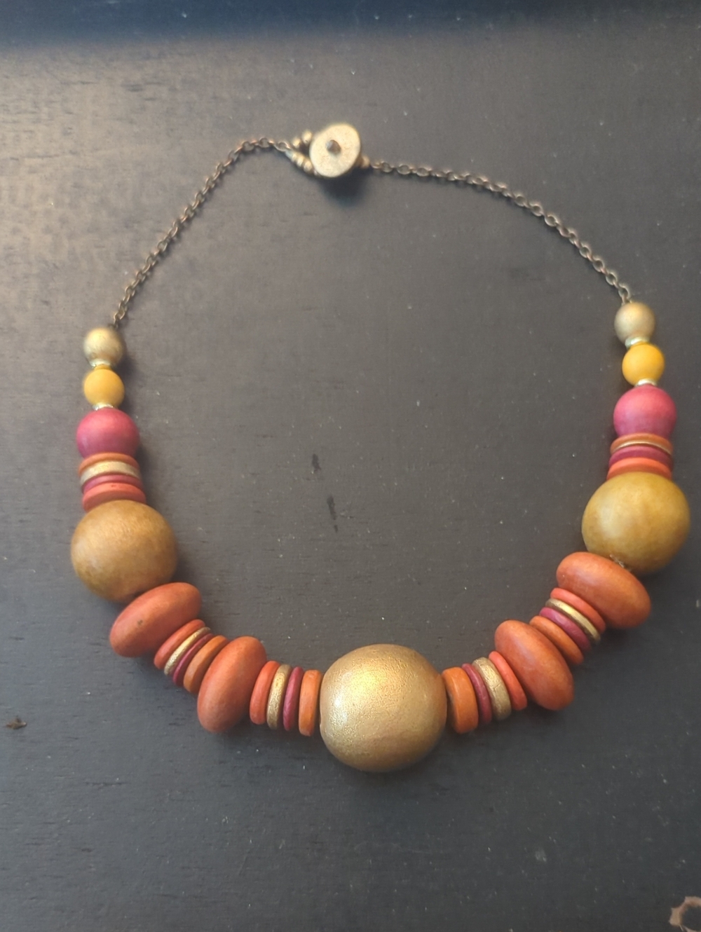 2010s Zara Painted Wood Bead Necklace